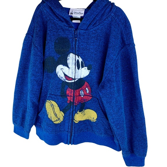 Disney Parks Disneyland Mickey Mouse Zip Hoodie Jacket Blue Vintage Wash Small - Picture 3 of 8